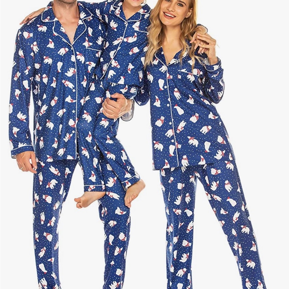 Womens Christmas Matching Pajamas Long Sleeve Pj Set Sleepwear with Button XXL